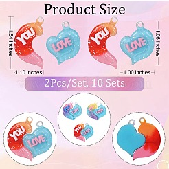 10 set pendenti in resina opaca di colore sfumato&nbsp;RESI-SZ0001-91A
