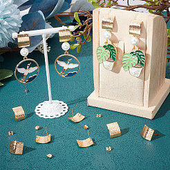 20 pieza de accesorios para pendientes de botón rectangulares curvos de latón&nbsp;KK-BBC0004-90