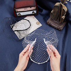 2 bande de cheveux en tissu voile en maille perlée avec strass pour mariée&nbsp;MRMJ-GF0001-50A