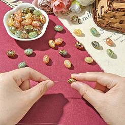 50шт золотистые металлические непрозрачные акриловые бусины с инкрустацией&nbsp;OACR-CJ0001-78