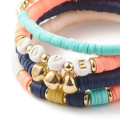 Set di bracciali elasticizzati parola amore&nbsp;BJEW-JB07448