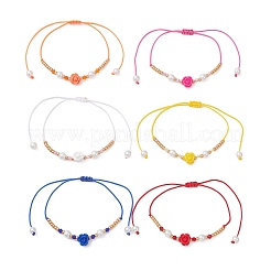 6 шт. браслет из стеклянного бисера и плетеного бисера из смолы&nbsp;BJEW-MZ00307
