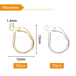2 цвет 60 шт латунная фурнитура для сережек с застежкой-рычагом&nbsp;KK-BC0002-34