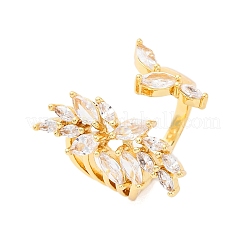 Латунные кольца-манжеты с микропаве и прозрачным цирконием для женщин&nbsp;RJEW-U047-25G