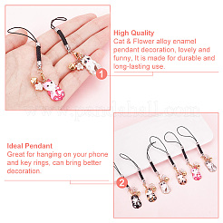 Pendentif en alliage émaillé chat et fleur&nbsp;HJEW-AB00466