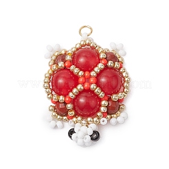 3 шт. 3-х цветные стеклянные бусины ручной работы с узором для ткачества&nbsp;PALLOY-MZ00361