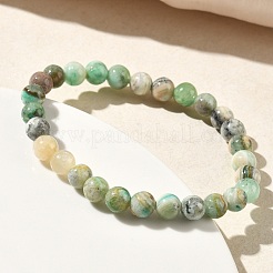 Bracelets extensibles ronds en jaspe vert naturel pour femmes&nbsp;BJEW-F535-02A