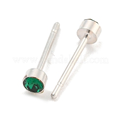 Orecchino a bottone con micro pavé di zirconi cubici in ottone placcato cremagliera&nbsp;EJEW-C102-37P-09