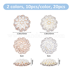 20 Stück 2 Farben Legierung Strass & Kunststoff Imitation Perle Cabochons&nbsp;FIND-FH0017-45