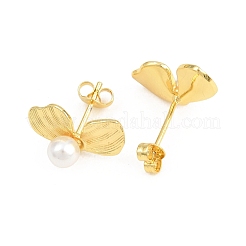 Blatt-Ohrstecker aus Messing&nbsp;EJEW-D351-02G