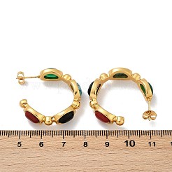 Серьги-гвоздики из нержавеющей стали 304 с синтетической бирюзой и синтетическим агатом&nbsp;LS-EJEW-M105-01G