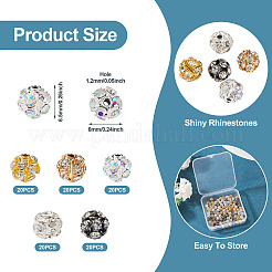 100шт 5 цвета латунные бусины со стразами&nbsp;KK-TA0002-11A