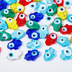 42 Stück 7 Farben handgemachte Stränge mit bösem Blick aus Bunte Malereiperlen&nbsp;LAMP-NB0001-48