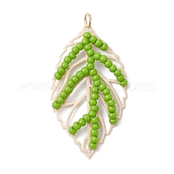 3 шт. подвески в форме листьев из двухцветного стеклянного бисера ручной работы&nbsp;PALLOY-MZ00935