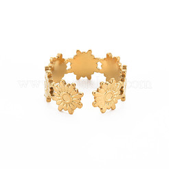 Открытое кольцо-манжета из нержавеющей стали 304 с кабошонами&nbsp;STAS-S119-162G