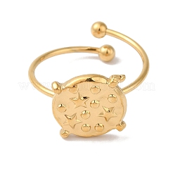 Ионное покрытие (ip) 304 нержавеющая сталь плоские круглые со звездой открытые манжеты кольца для женщин&nbsp;RJEW-M167-02G