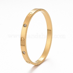 Brazalete plano de acero inoxidable 304 con diseño de corazón&nbsp;BJEW-F430-01