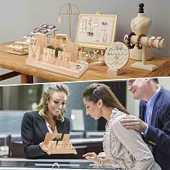 Деревянные выставочные витрины серьги&nbsp;EDIS-WH0029-20A