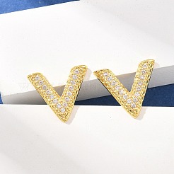 Pendientes de tuerca de circonio cúbico con micro pave de latón&nbsp;KK-Z166-03G