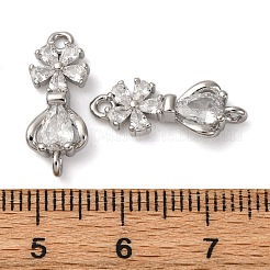 Подвески-цветочки с латунным паве из прозрачного кубического циркония&nbsp;KK-P308-43P