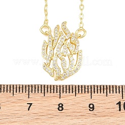 Collana con ciondolo a forma di fiamma in ottone con micro pavé di zirconi cubici trasparenti&nbsp;KK-CBA4547-10G
