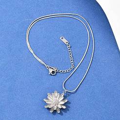 Женские ожерелья-змейки с подвеской-цветком из нержавеющей стали 304&nbsp;NJEW-G188-02P