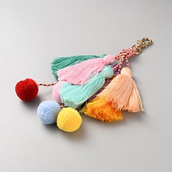 Кулон с кисточками из полиэстера&nbsp;HJEW-WH20022-09C