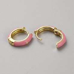 Женские серьги-кольца из золотой латуни с эмалью&nbsp;EJEW-WH0019-57G-02