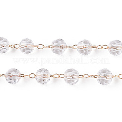 Стеклянные граненые круглые цепочки из бисера ручной работы&nbsp;CHC-ZX005-05G