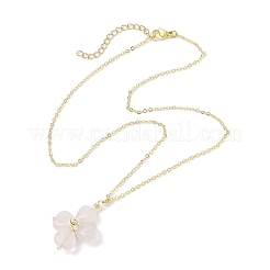 Colliers avec pendentif en trèfle et quartz rose naturel&nbsp;NJEW-JN05170-04