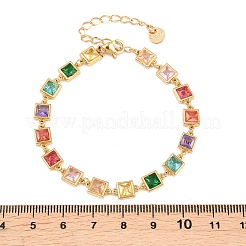 Теннисные браслеты для женщин из нержавеющей стали 304 с разноцветными кубическими циркониями.&nbsp;BJEW-T023-02A-G