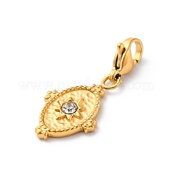 Овальные подвесные украшения из нержавеющей стали 304 со стразами&nbsp;STAS-I331-11G-A