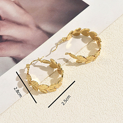 Pendientes de aro con forma de hoja de acero inoxidable 201 para mujer&nbsp;GX4867