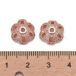 Tappi di perline in zirconia cubica con micro pavé in ottone a fiore 6 petalo ecologico&nbsp;X-ZIRC-M098-01RG-FF