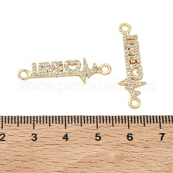 Breloques connecteurs en laiton Shegrace avec micro-pavé de zircone cubique transparente&nbsp;XGRQ3D931-494G