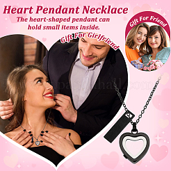 Collier urne funéraire en acier inoxydable 304 avec pendentif cœur en verre (1 pièce)&nbsp;NJEW-FG0001-25EB