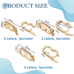 6 Stück 6 Stile Messing Micro Pave klare Zirkonia Twister Verschlüsse&nbsp;ZIRC-GA0001-19