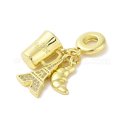 Стеллажное покрытие латунь микро паве прозрачный кубический цирконий европейские подвески-подвески&nbsp;X-KK-S380-26G