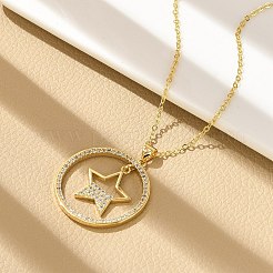 Colliers pendentifs en laiton micro pavé en zircone cubique transparente&nbsp;LS-NJEW-P322-A01-G