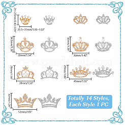14 stücke 14 arten crown zink-legierung rhinestone anstecknadeln für kleidung&nbsp;JEWB-HY0001-56