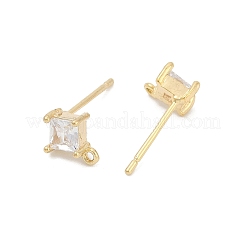 Messing Mikro pave klar Zirkonia Ohrstecker Zubehör&nbsp;LS-KK-Z099-02G-03