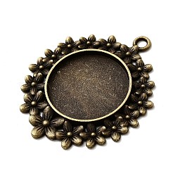 Старинные тибетском стиле сплава сеттинги ободок цветок кулон кабошон&nbsp;TIBEP-M018-65AB-NF