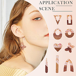 18шт 9 стиля подвески из прозрачной смолы и орехового дерева&nbsp;RESI-TA0003-35