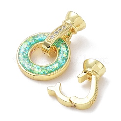 Покрытие стойки латунь микро-паве прозрачный кубический цирконий откидные кольцевые застежки&nbsp;KK-F858-08G-01