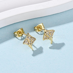Boucles d'oreilles en laiton zircon cubique micro pavé clair&nbsp;EJEW-D328-04G-01
