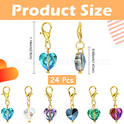 Decorazioni pendenti in vetro da 24 pz 6 stili&nbsp;HJEW-YW00497