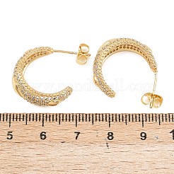 Серьги-гвоздики из латуни в форме буквы С с микропаве из прозрачных кубических цирконий&nbsp;EJEW-A151-01G
