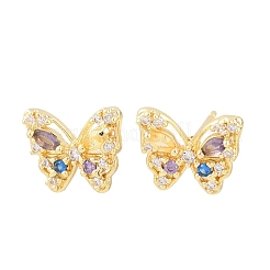 Boucles d'oreilles en laiton avec micro pavé de zircons cubiques pour femmes&nbsp;KK-A305-09G-01