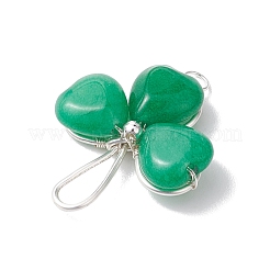 Pendentifs en trèfle en jade naturel malaisien teint&nbsp;PALLOY-JF02785-04