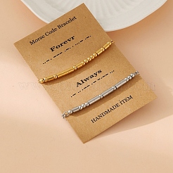 2шт. эластичные браслеты из бусин из нержавеющей стали для женщин и мужчин&nbsp;PW-WG40B41-01